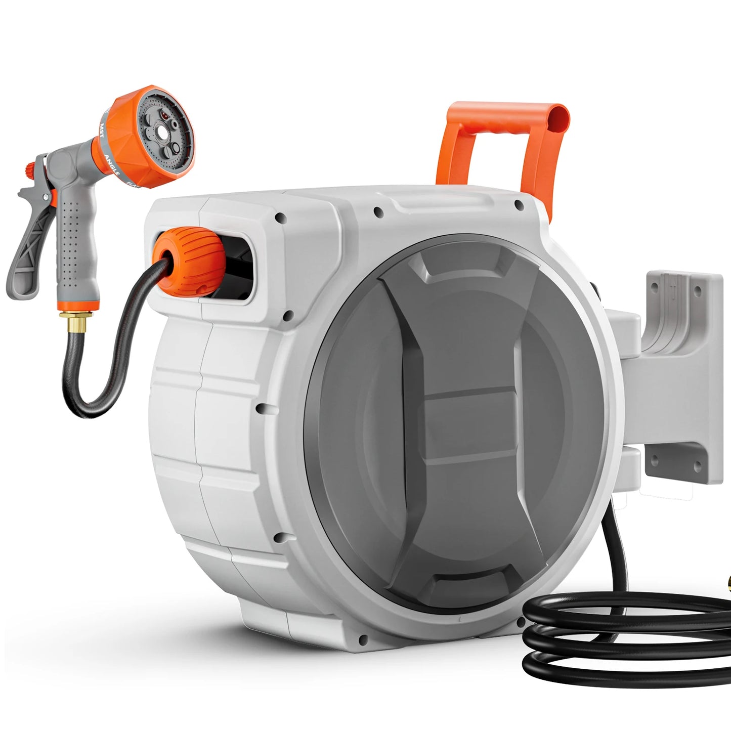 SucceBuy Retractable Wall Mounted Garden Hose Reel with 9Pattern Nozzle