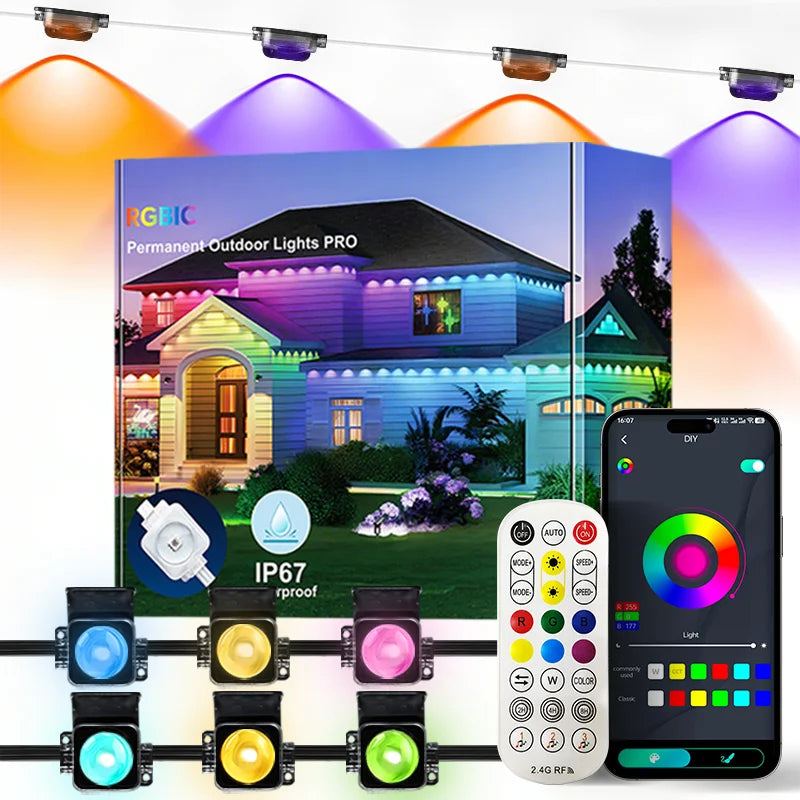 MIMIRGB Smart Outdoor LED String Lights IP67 With App Remote Control