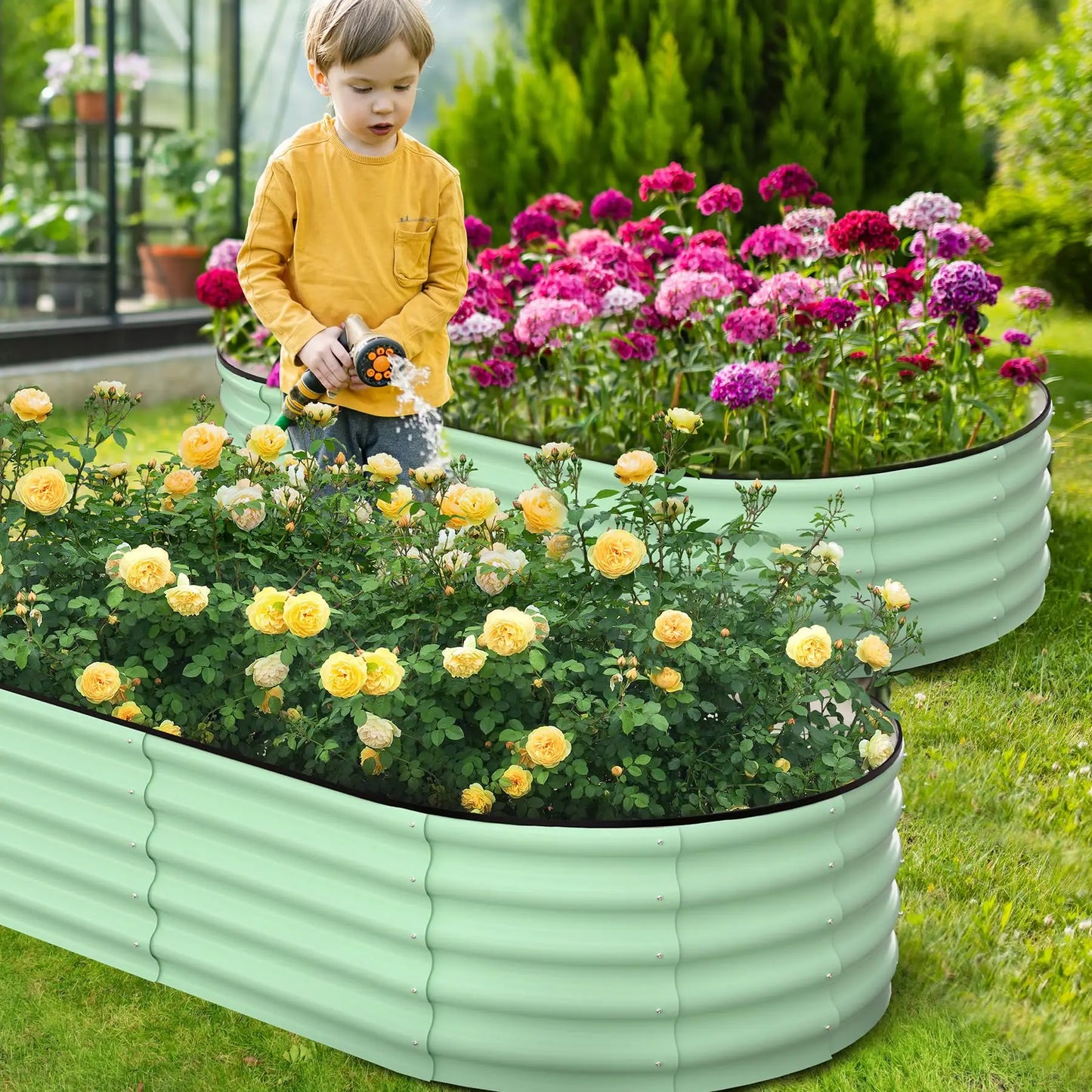 Himiss 2 Pack Galvanized Steel Raised Garden Planter Box For Vegetables Flowers