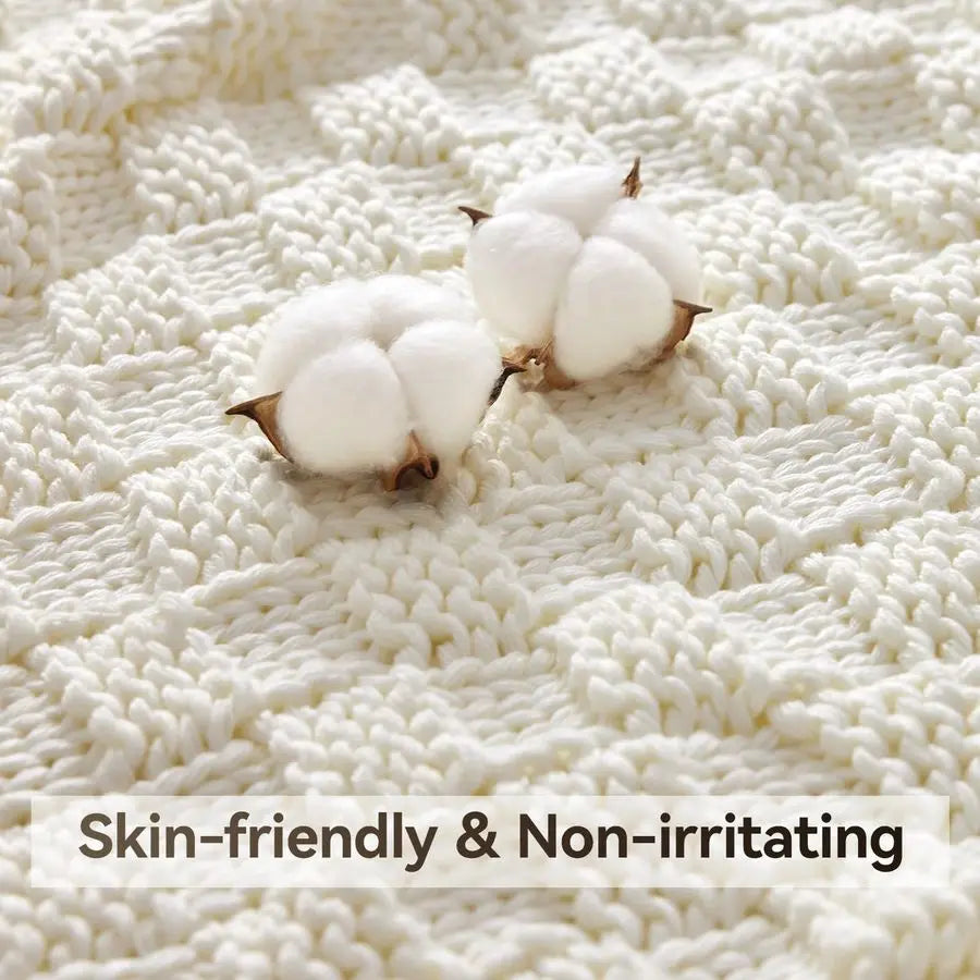 Breathable Chunky Knit Weighted Blanket For Adults No Beads