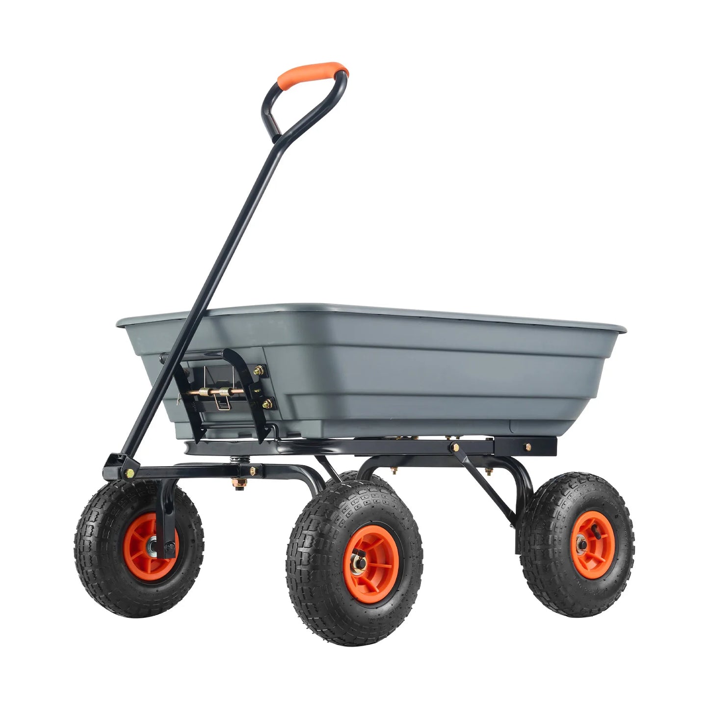 SucceBuy Poly Garden Dump Cart Steel Frame 2In1 Handle