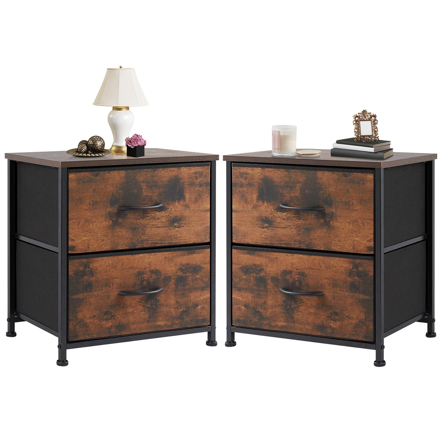 JHK Nightstand Bedside Storage Cabinet With 2 Drawers