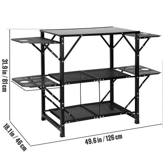 SucceBuy Camping Kitchen Table With Sink Folding Outdoor Station