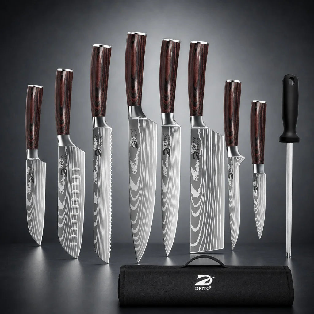 MDHAND 8 Piece Damascus Stainless Steel Kitchen Knife Set