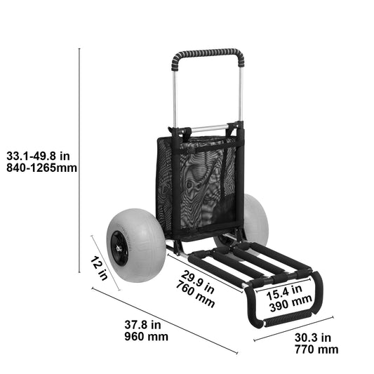 Succebuy Folding Beach Cart With Big Balloon Wheels And Cargo Deck