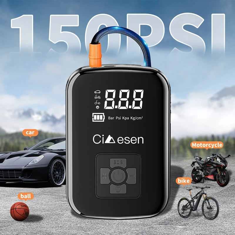 HELLOLEIBOO Car Wireless Air Pump 150 PSI Portable Tire Inflator