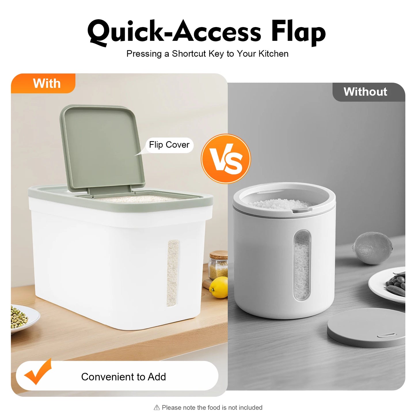 Airtight Food Storage Container For Flour And Rice Dispenser