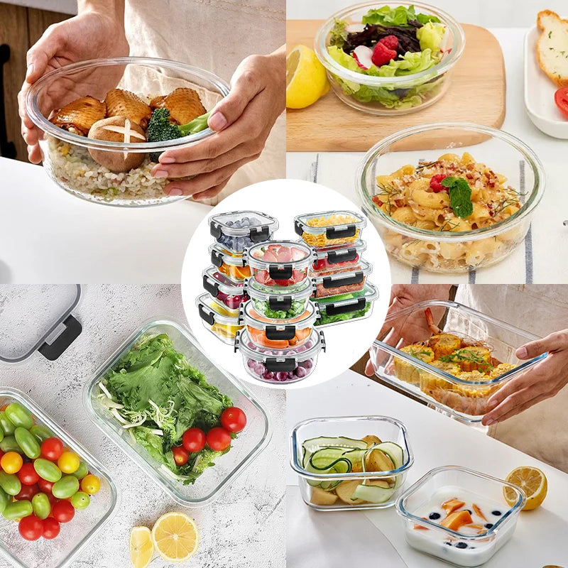Glass Lunch Box Set 12 Piece Airtight Bento Boxes Containers