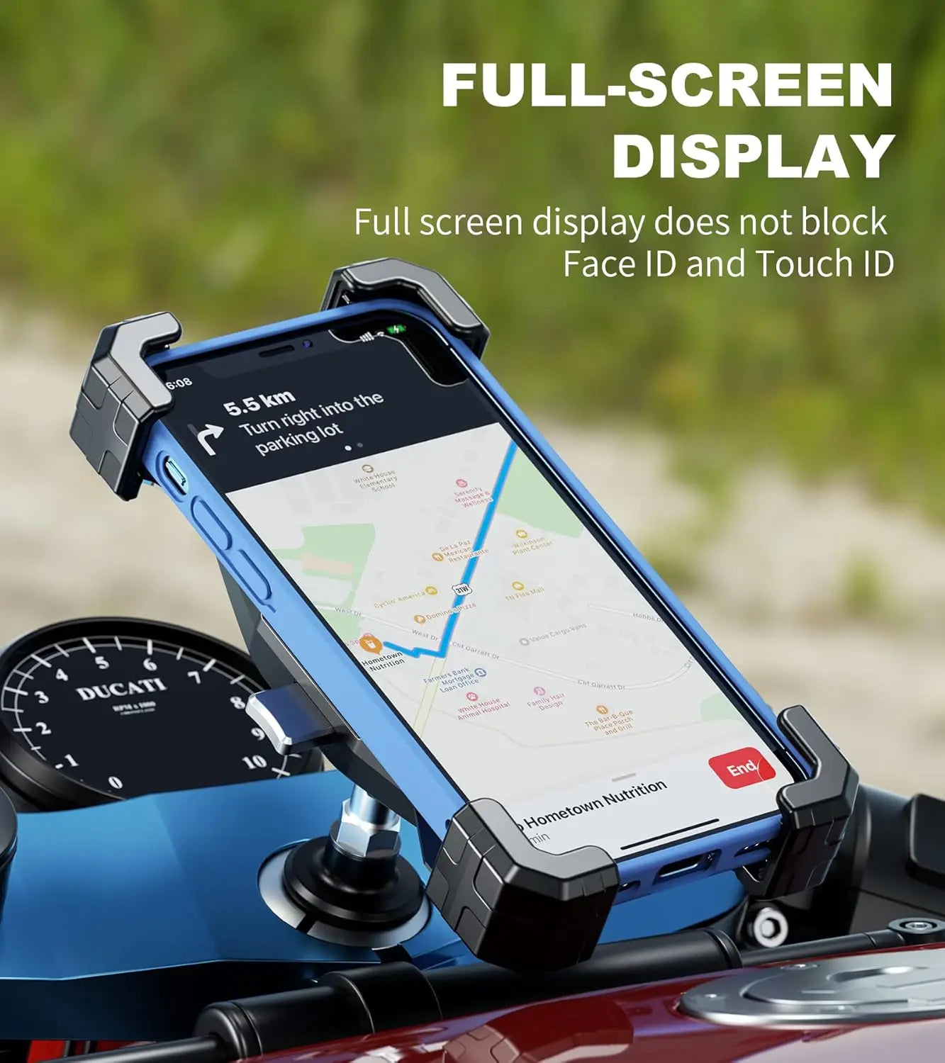 Motorcycle Fork Stem Phone Mount One Push Auto Lock Release