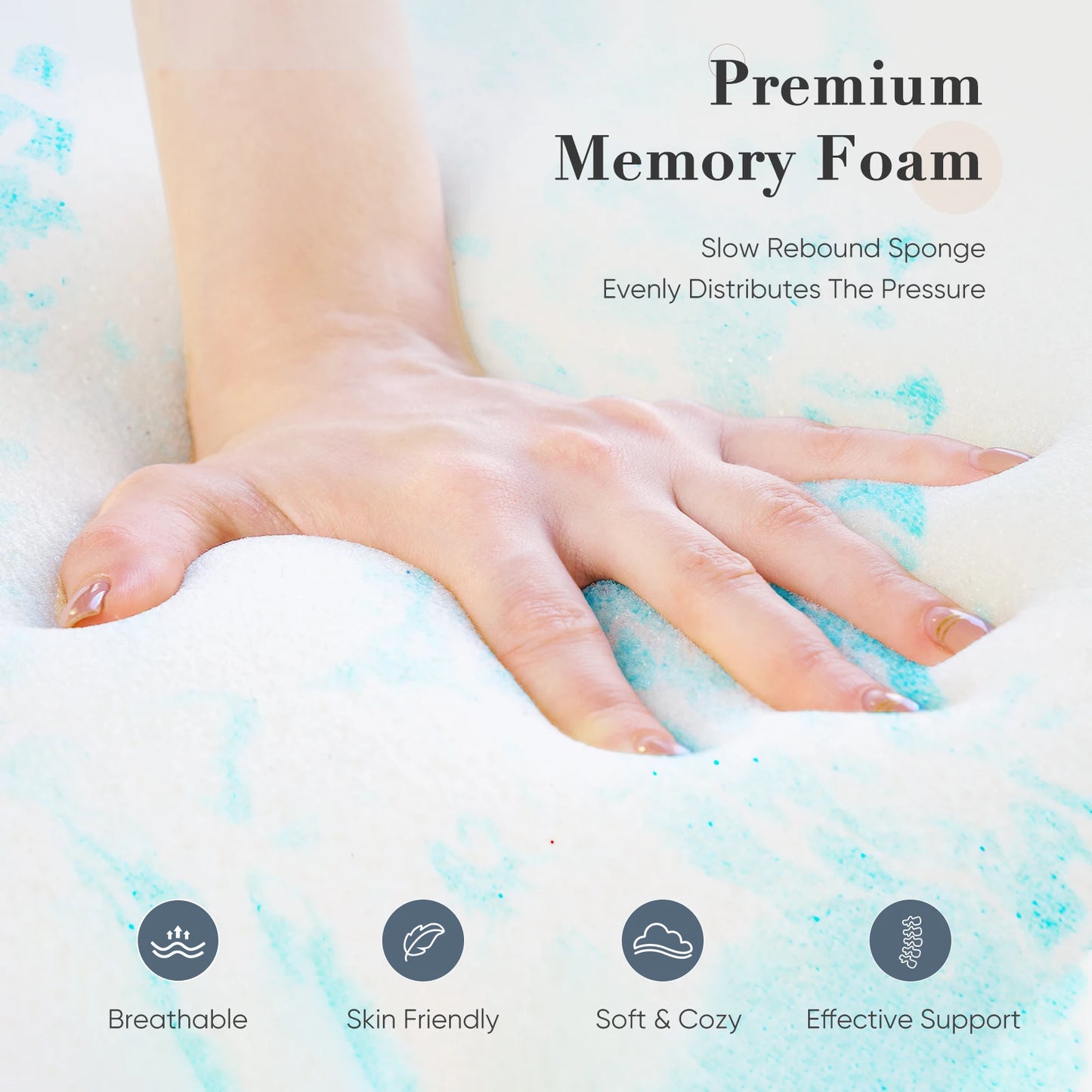 JHK Gel Memory Foam Mattress Topper Cooling Sleep Enhancer