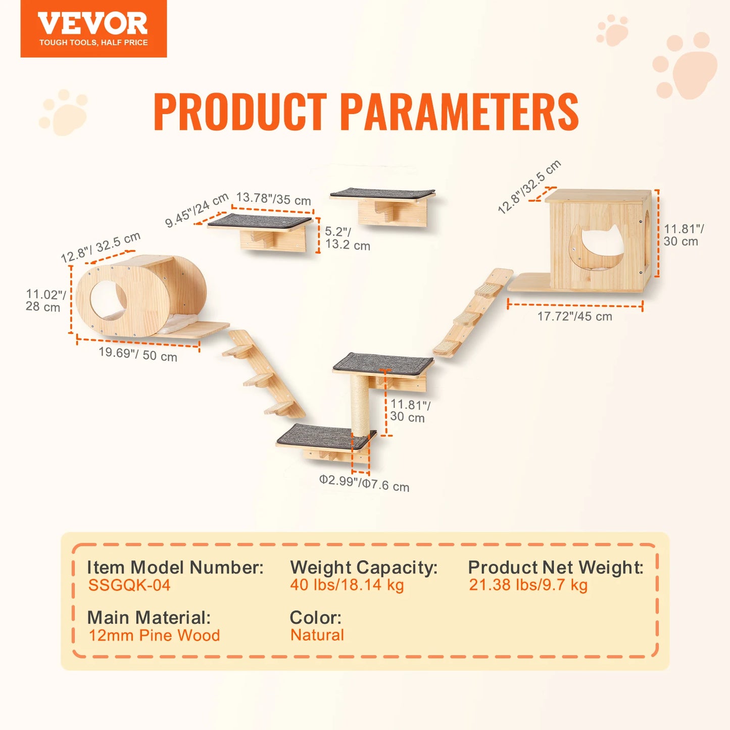 Succebuy Heavy Duty Wall Mounted Cat Shelves With Hammocks