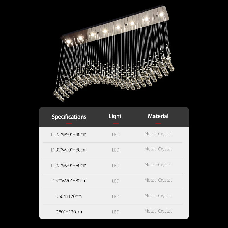 Yingxuan Crystal Pendant Lights for Living Room and Kitchen Island