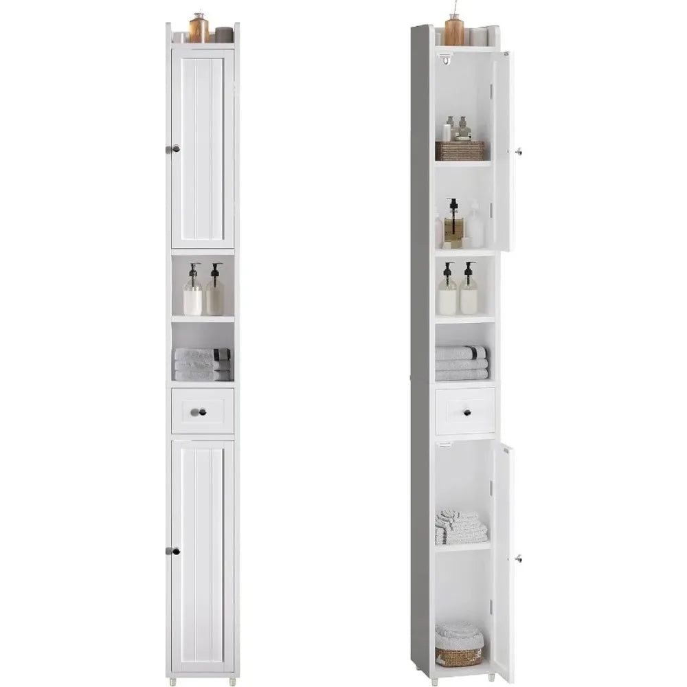 Xiuwo Narrow Freestanding Bathroom Storage Cabinet With Adjustable Shelves