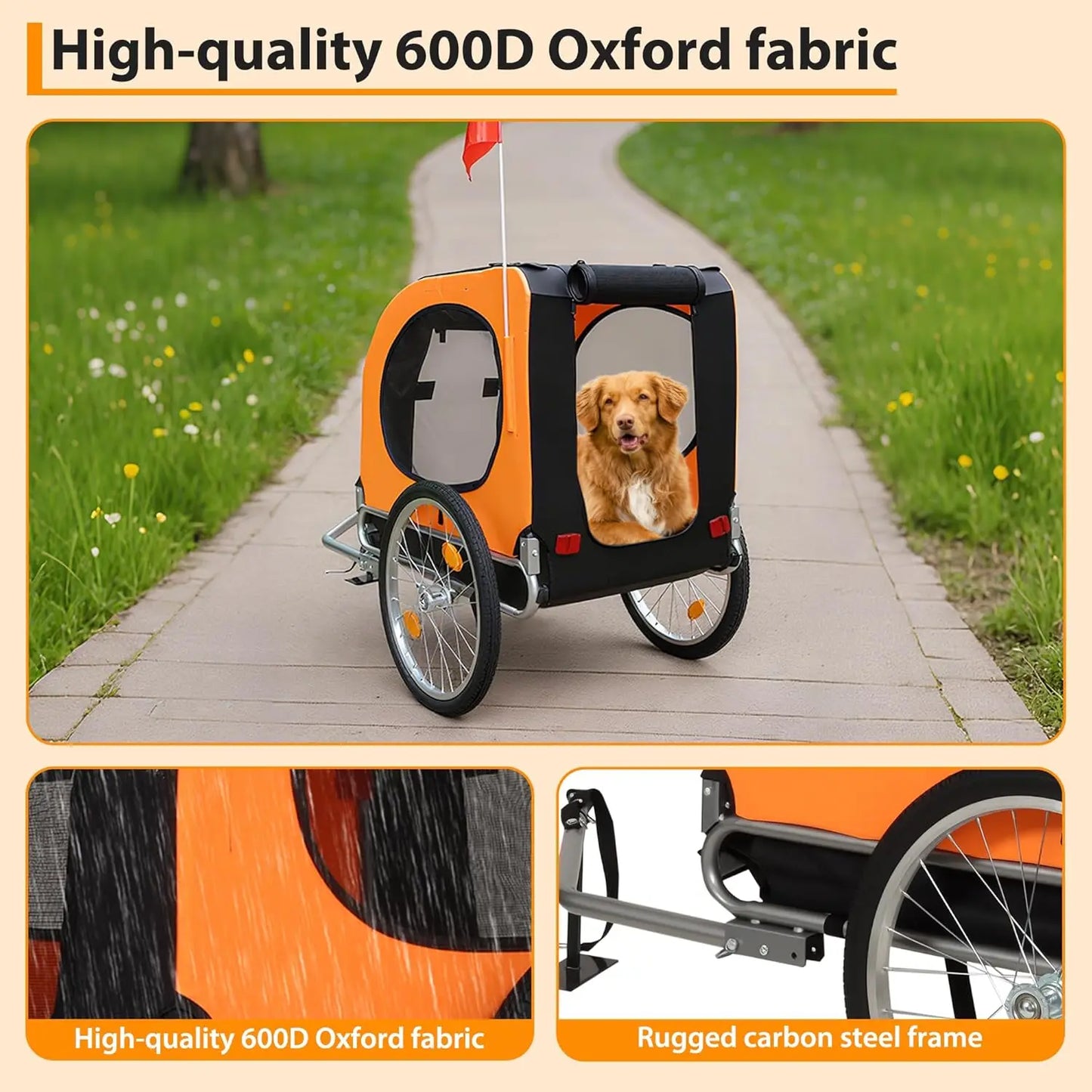 Twister.Ck Large Dog Bike Trailer 88Lbs Capacity Foldable Pet Carrier