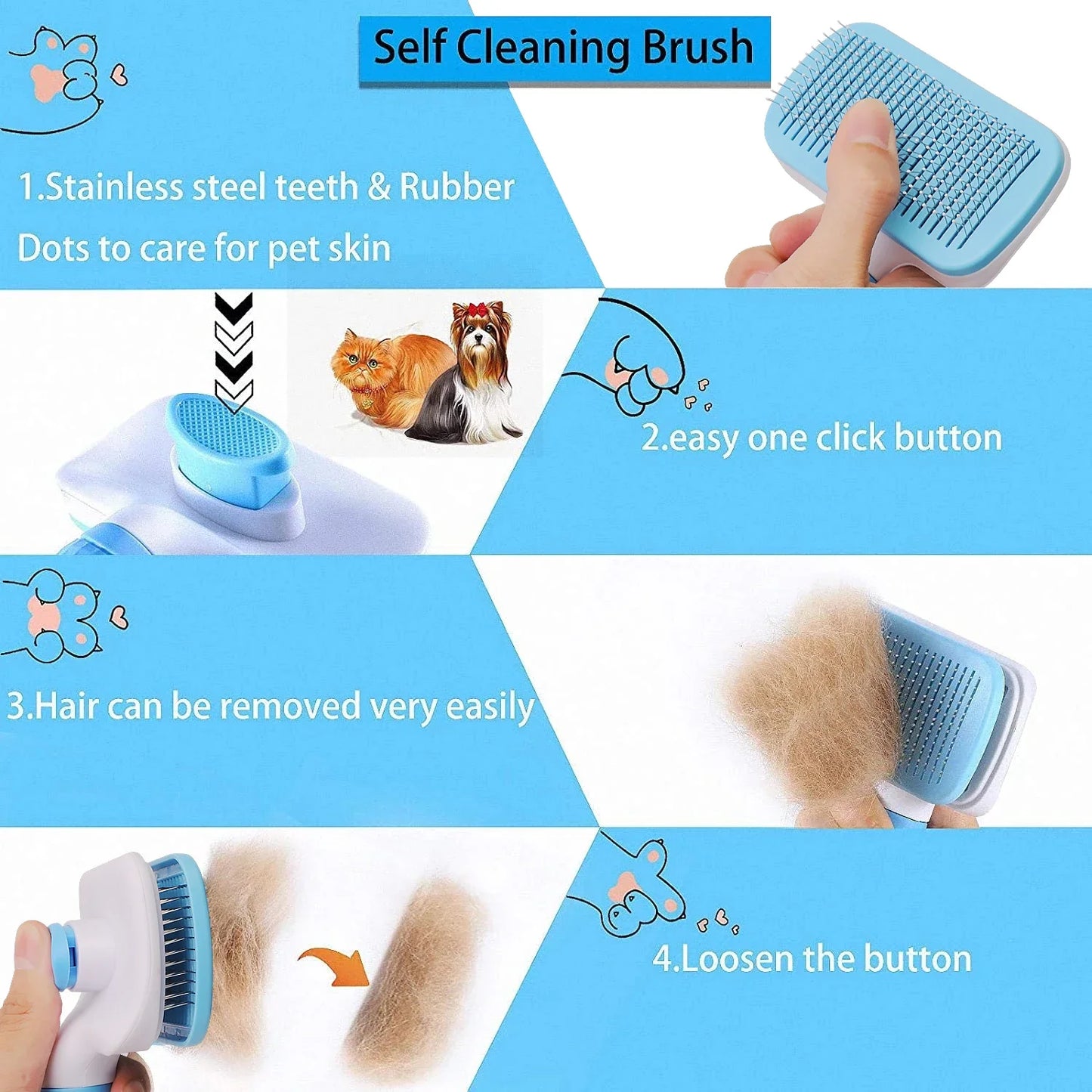 Dog Hair Remover Brush For Cats And Dogs Grooming Comb