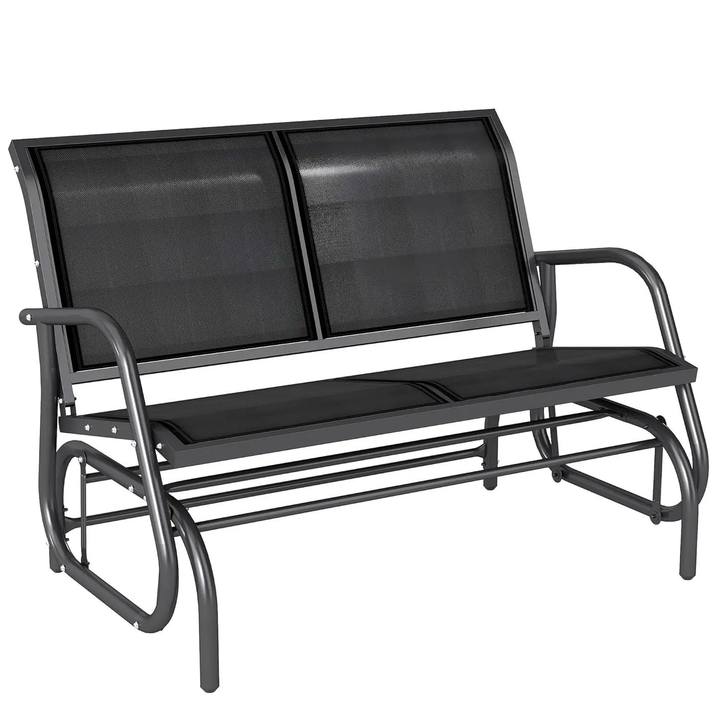 Outdoor Glider Bench With Powder Coated Steel Frame For Backyard