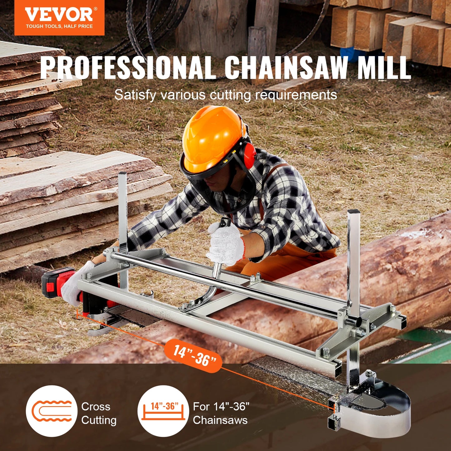 SucceBuy Chainsaw Mill Sawmill Guide Bar With Adjustable Cutting Thickness