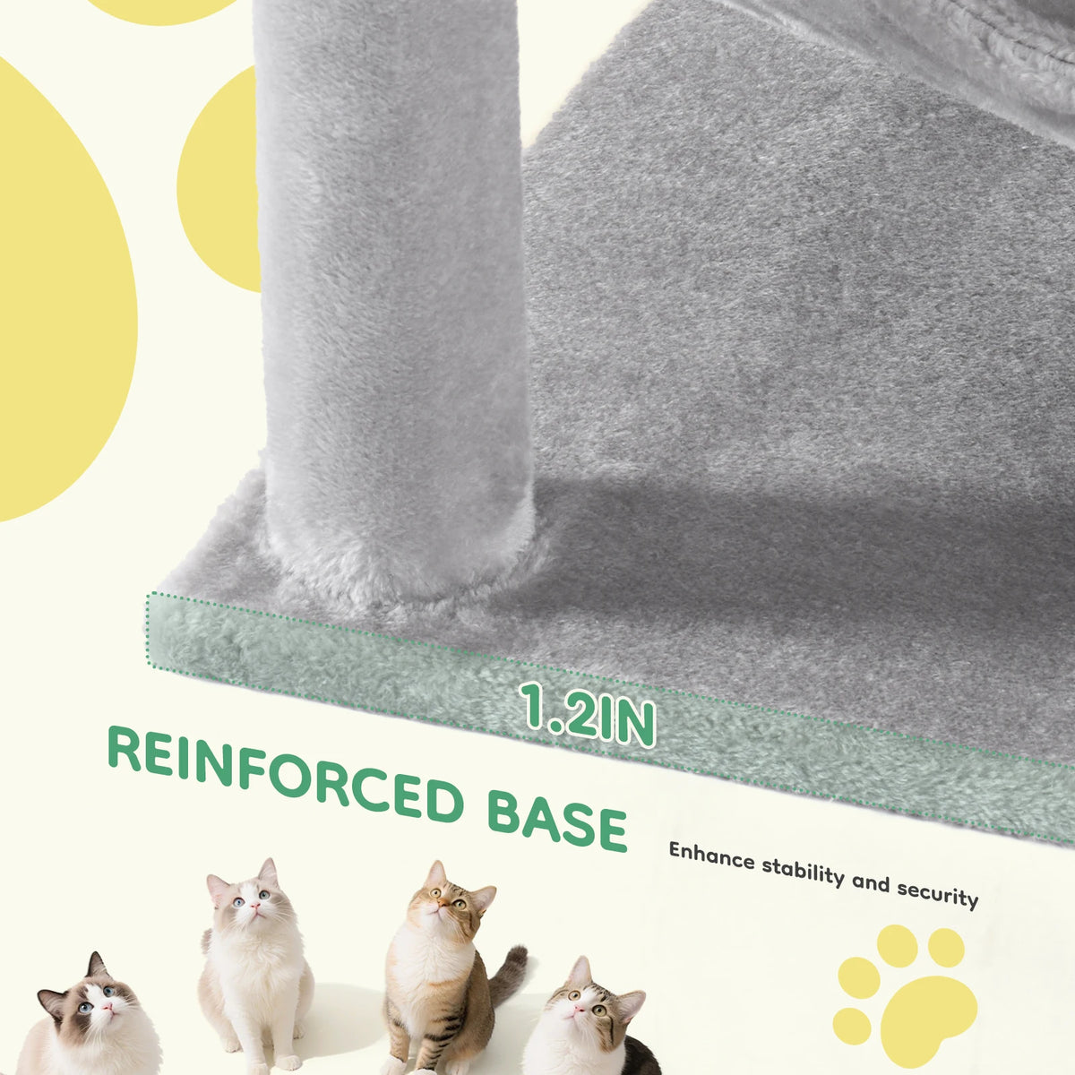JHK 44 Inch Natural Sisal Tower For Multi Cat Indoor Pet Furniture