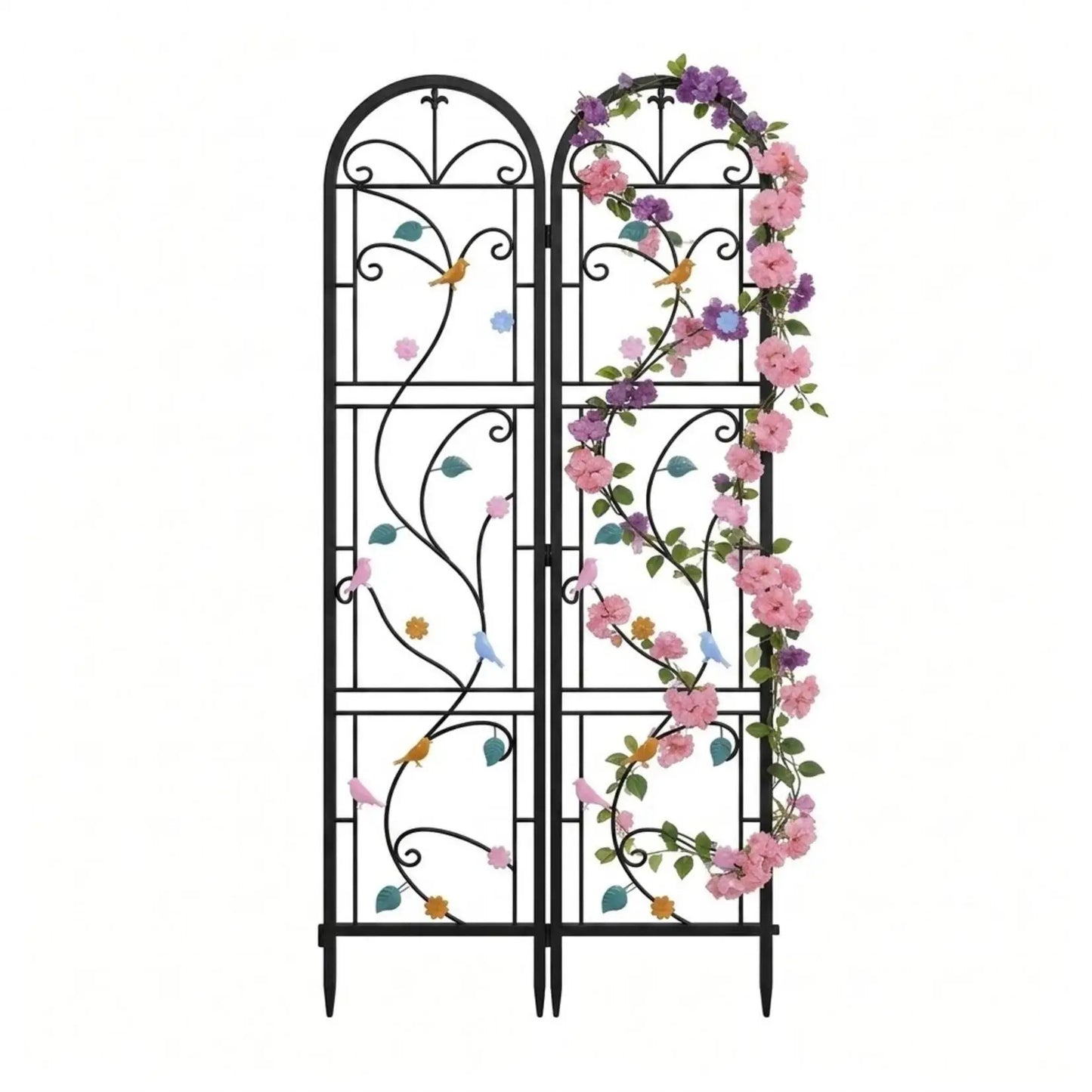 2 Pack Metal Garden Trellis For Outdoor Plant Fence Support