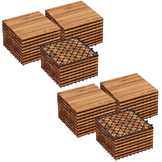 Acacia Wood Interlocking Flooring Tiles Waterproof For Outdoor And Indoor