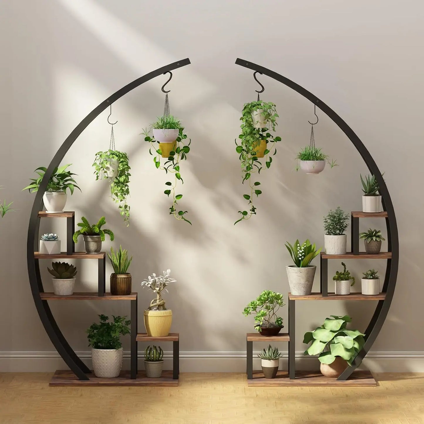 TWISTER.CK Indoor Half Moon Metal Plant Stand Shelf