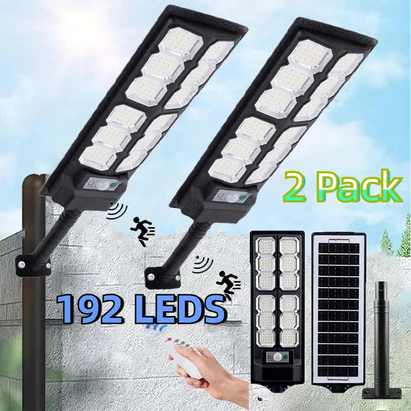 2-Pack Solar Street Lights Outdoor Waterproof 192LED Motion Sensor