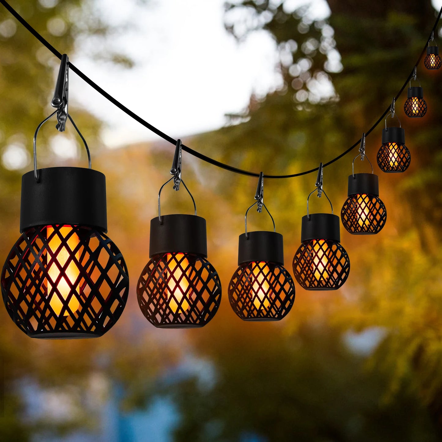 Solar Pendant Lights Outdoor Flicker Flame LED For Gardens