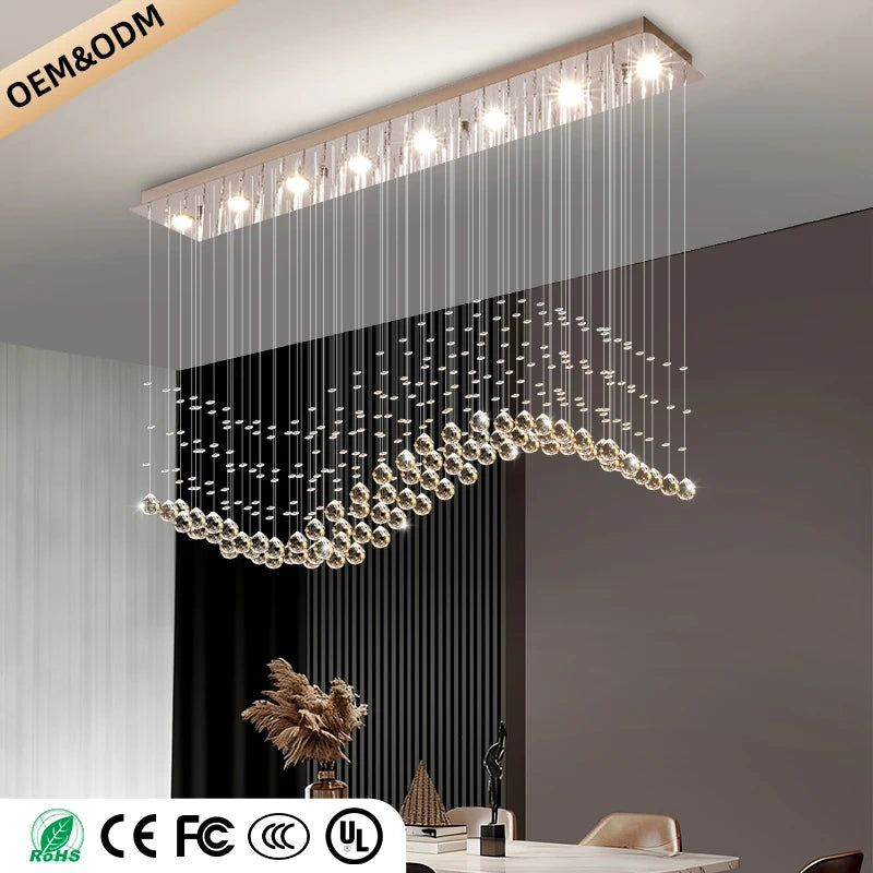 Yingxuan Crystal Pendant Lights for Living Room and Kitchen Island