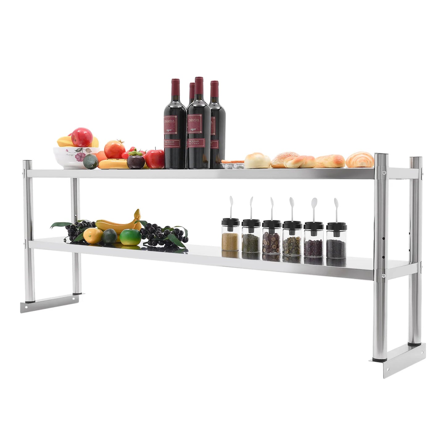 Stainless Steel Two Tier Adjustable Shelving Unit For Kitchen