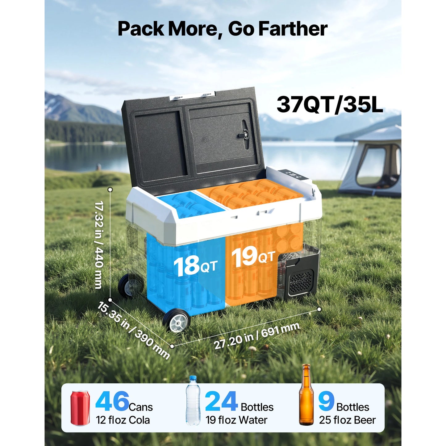 SucceBuy Portable Car Refrigerator With App Control Compressor Freezer