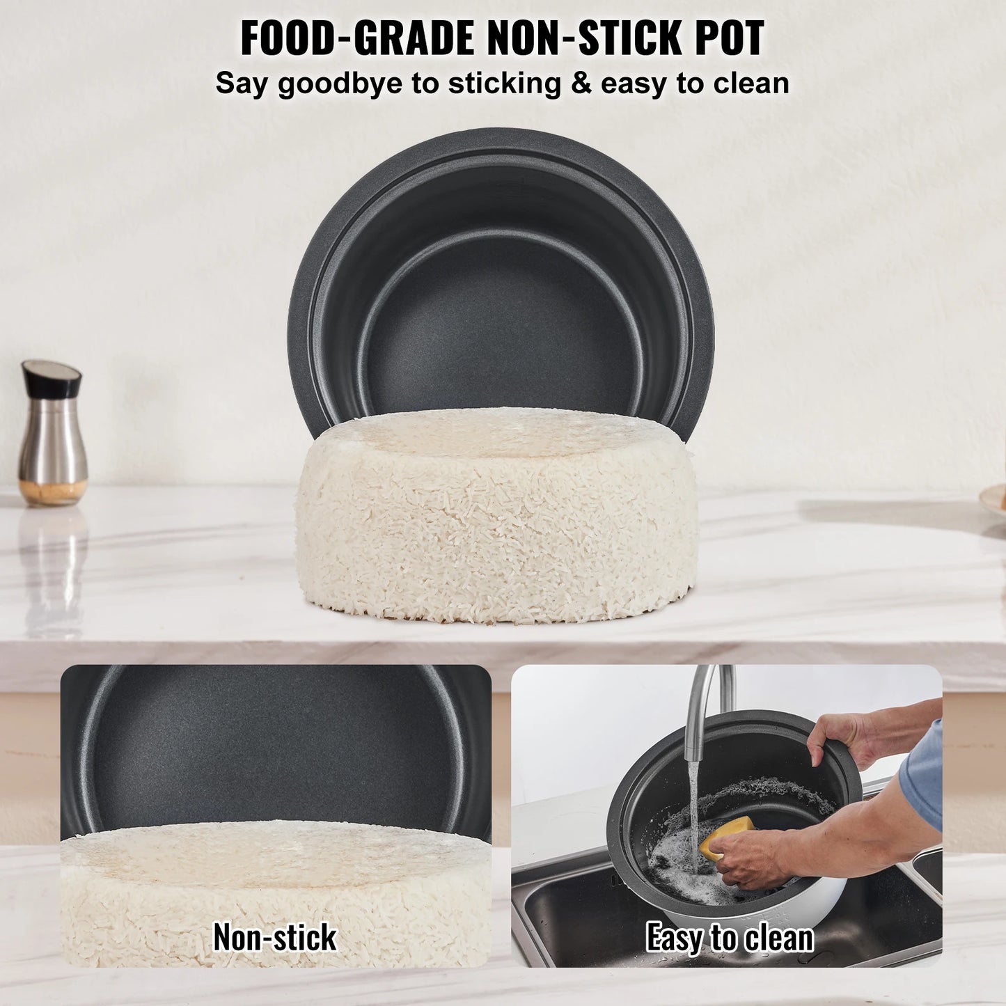 VEVOR 8L 10L 13L Commercial Rice Cooker With Nonstick Pot