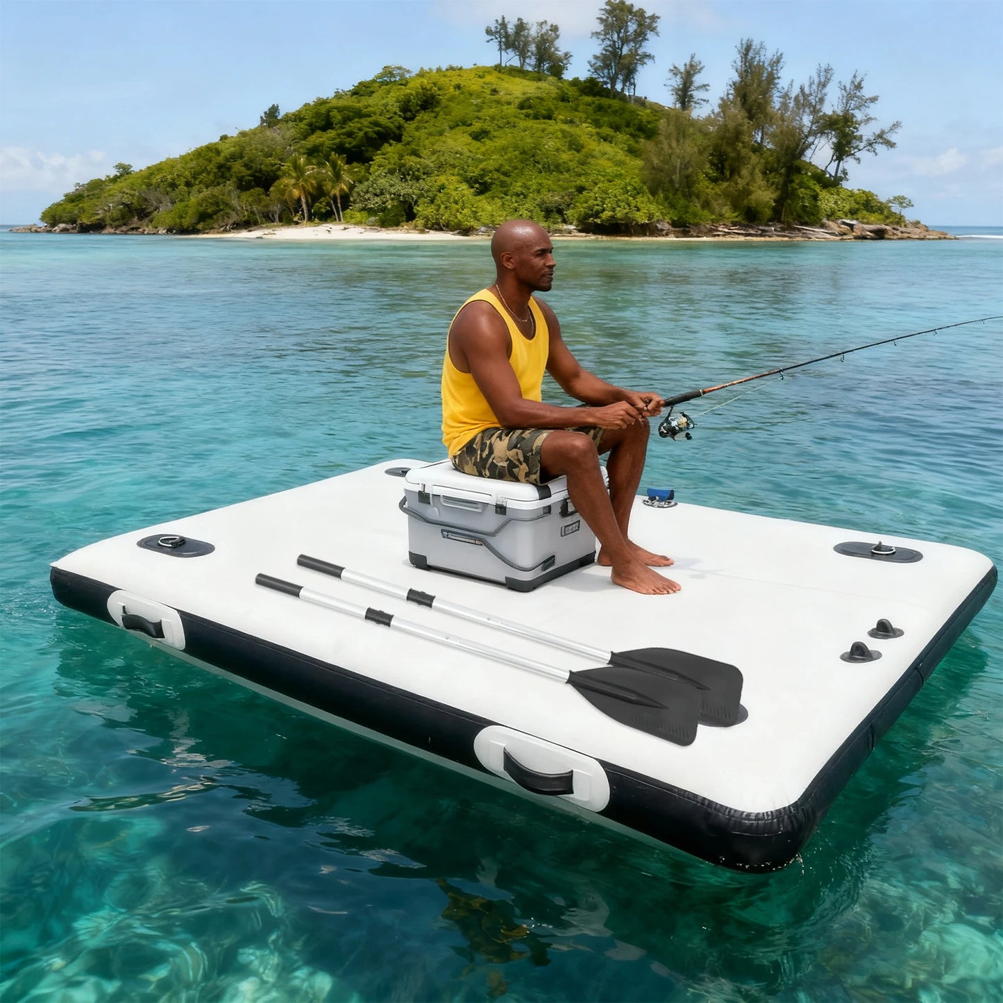 Portable Inflatable Floating Fishing Platform Foldable Boat