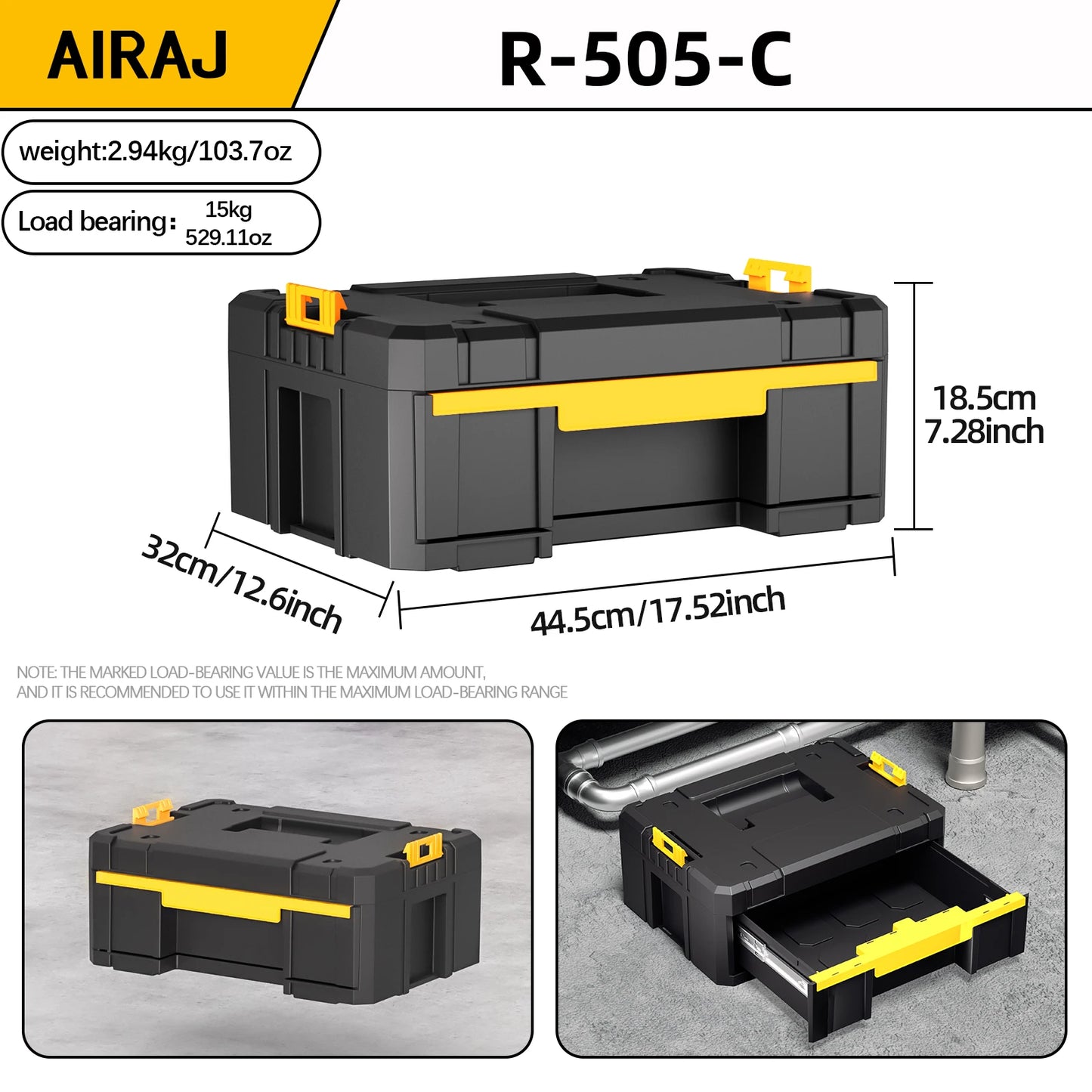 AIRAJ Multifunctional Tier Stackable Tool Organizer Rolling Storage Box