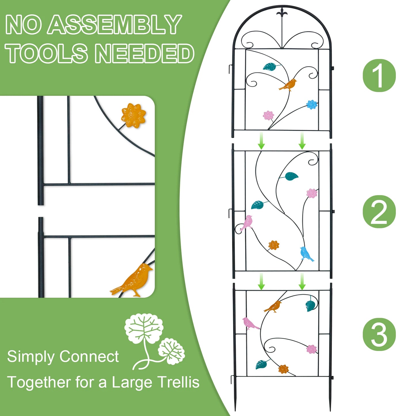 2 Pack Metal Garden Trellis For Outdoor Plant Fence Support