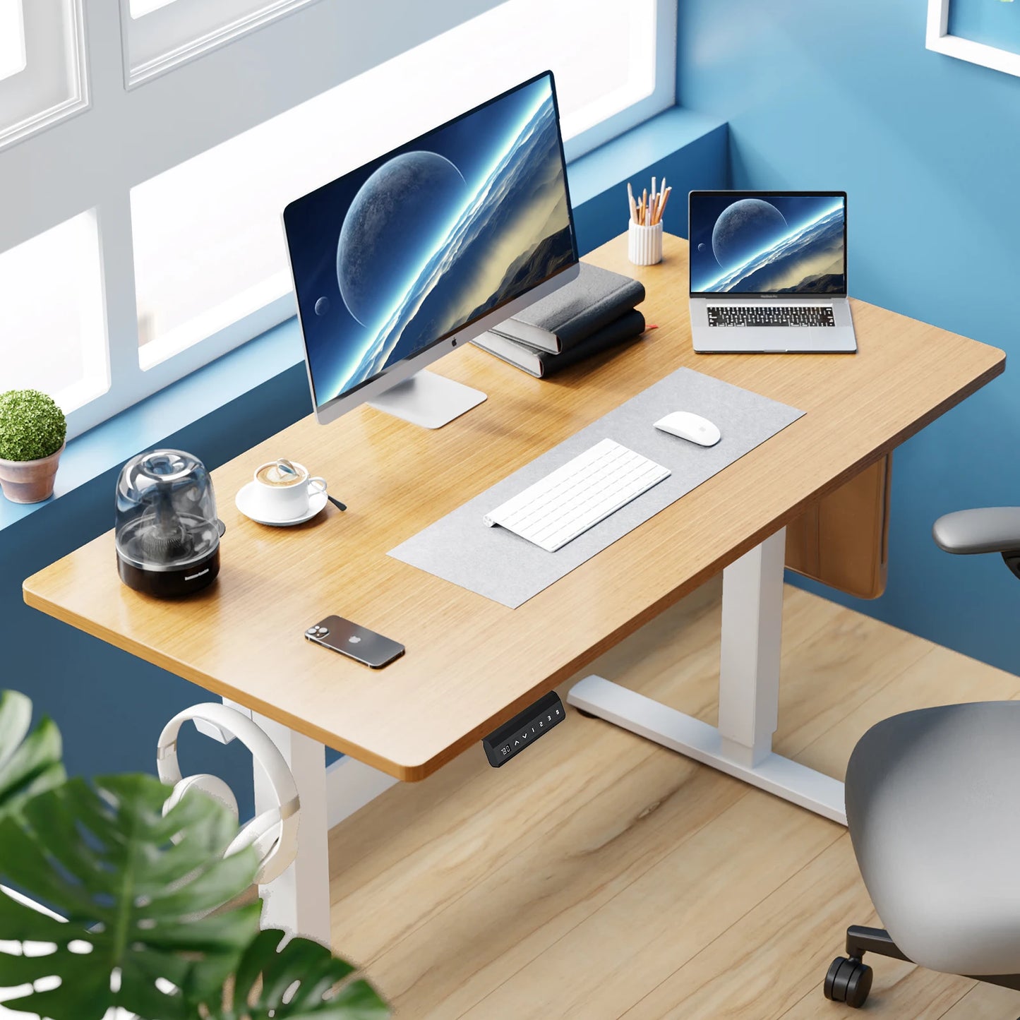 JHK Electric Standing Desk Height Adjustable Workstation For Office