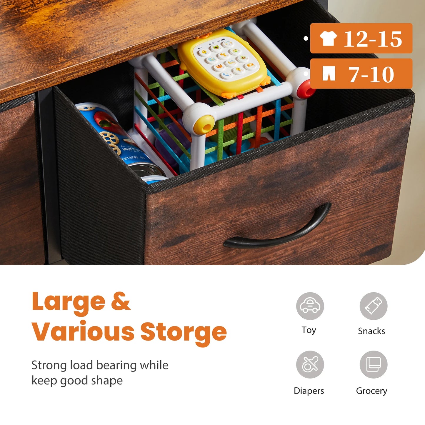 JHK Bedroom Dresser With 9 Fabric Storage Drawers Wardrobe