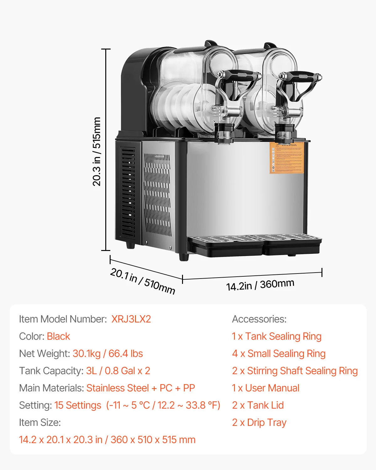 SucceBuy Commercial Slushy Machine Stainless Steel Tanks Margarita Smoothie
