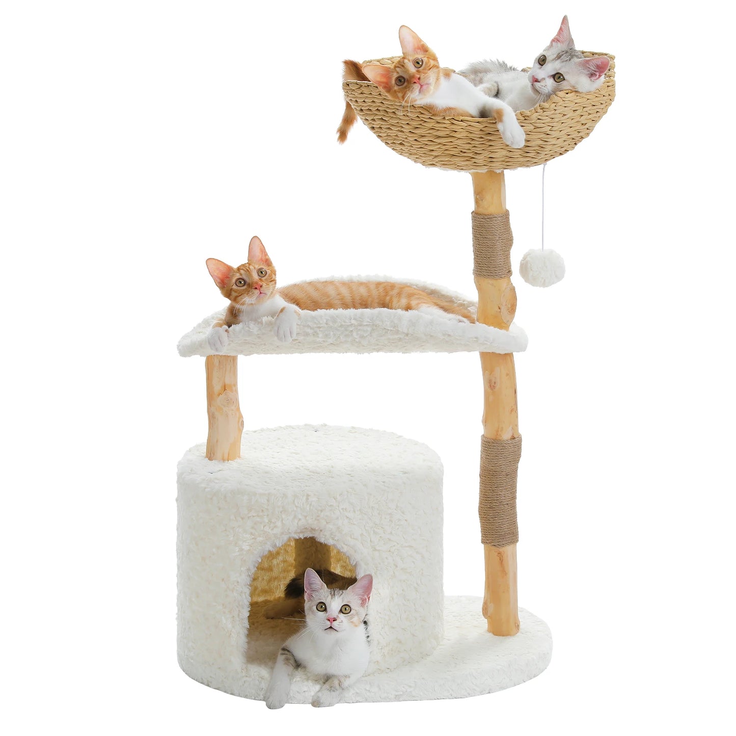 PAWZ Road Cat Tree Tower With Solid Wood Scratching Posts