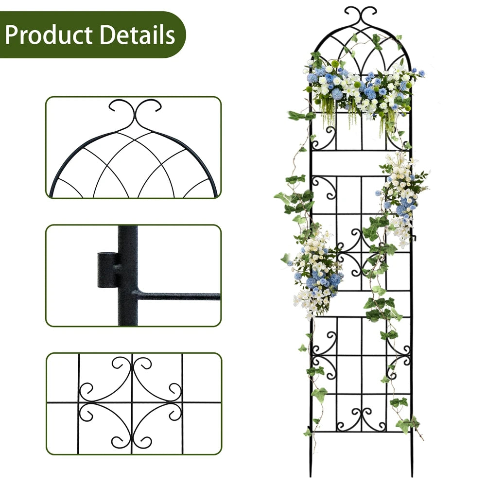Three Pack Tall Metal Garden Trellis For Climbing Plants