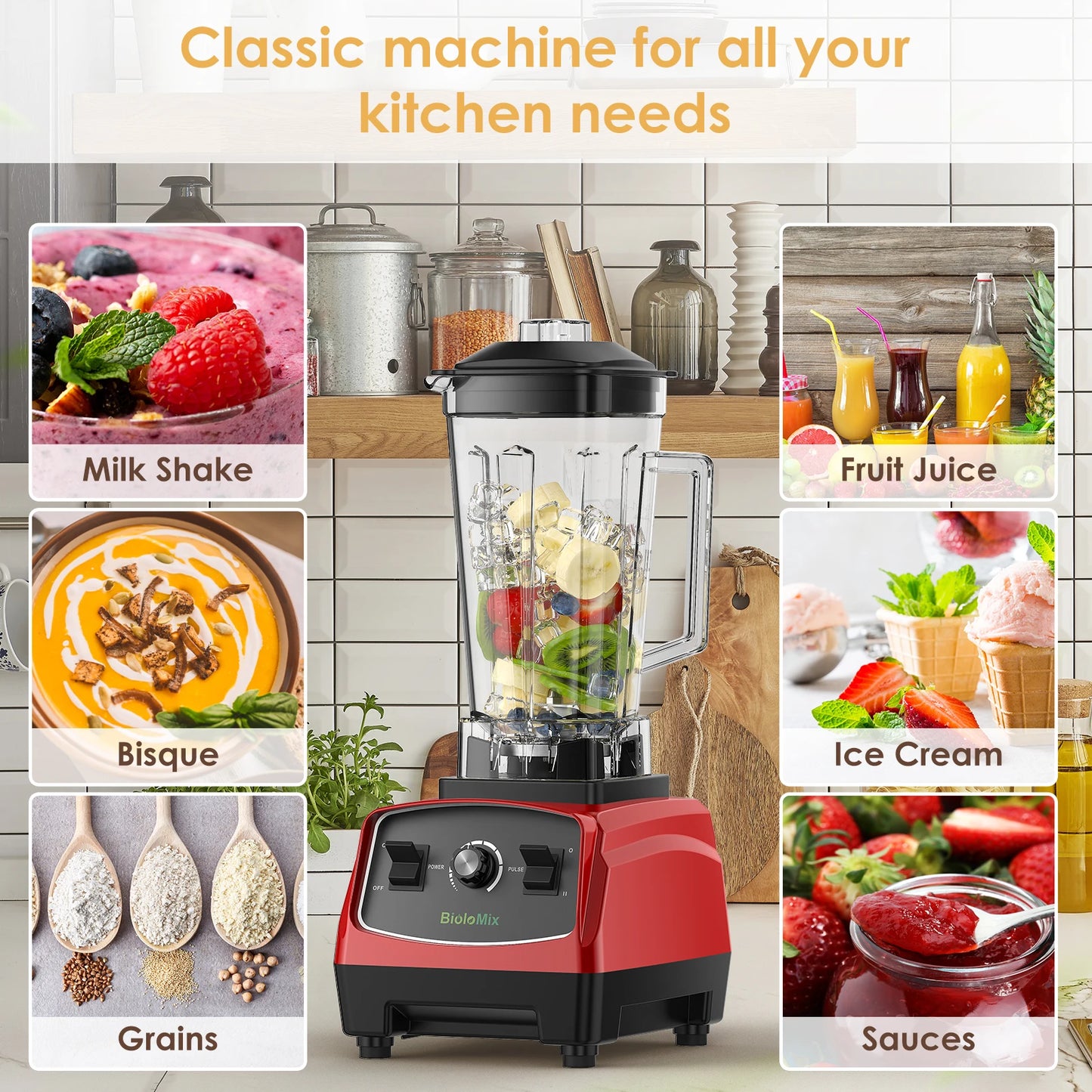 Biolomix Heavy Duty 2200W Blender Mixer Juicer For Commercial Use