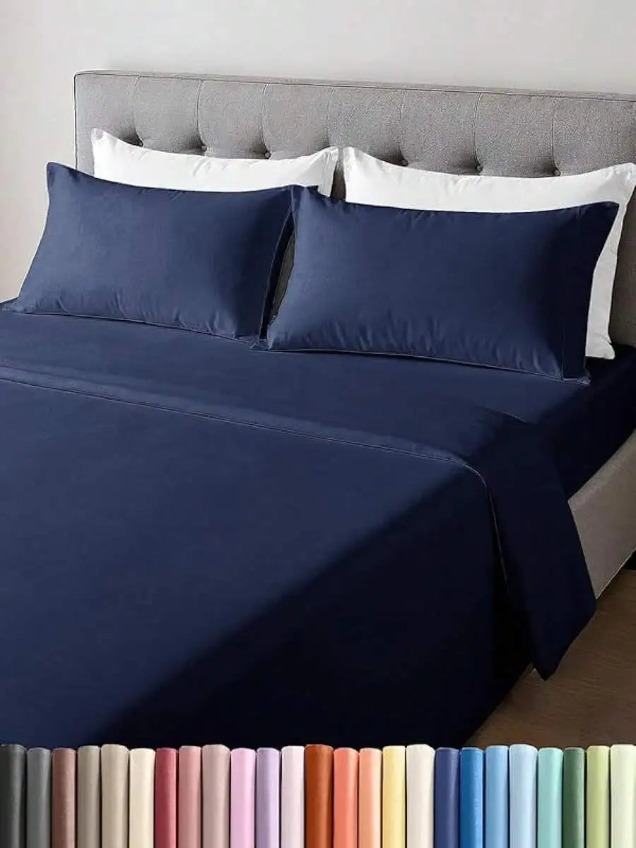 Lightweight 4 Piece Cooling Cotton Sheet Set With Deep Pockets