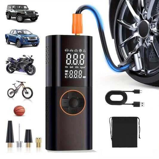 Portable Tire Inflator Air Compressor With LED Light And Pressure Gauge