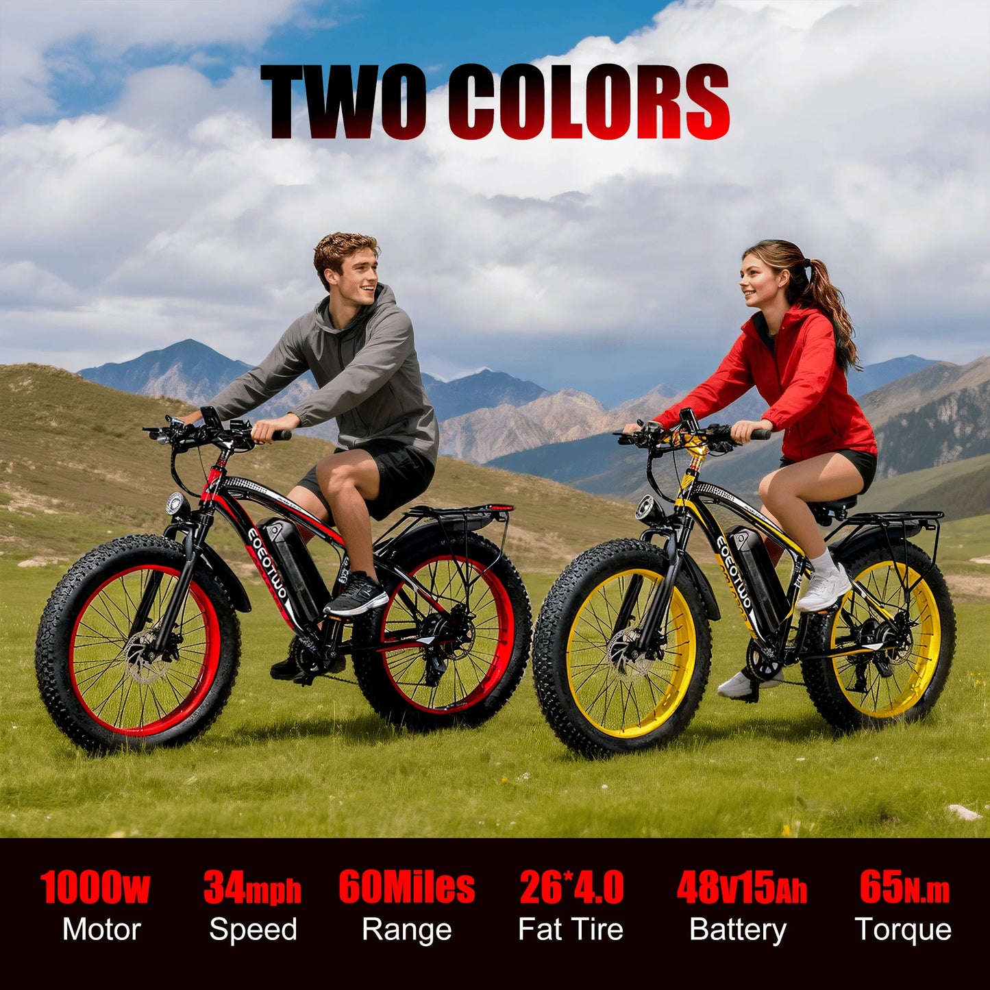 EOEOTWO 1500W Fat Tire Electric Mountain Bike For Adults