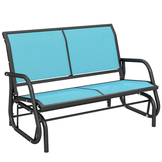 Outdoor Glider Bench With Powder Coated Steel Frame For Backyard