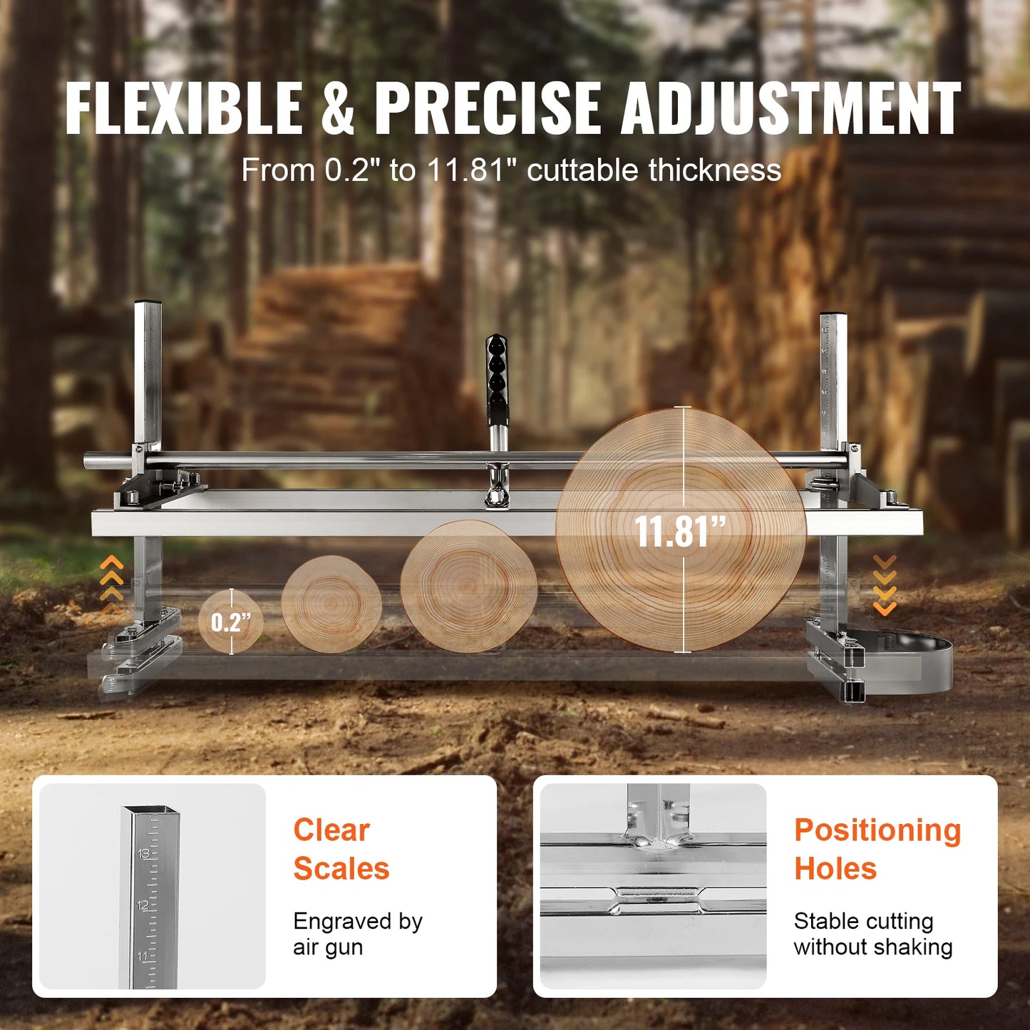 SucceBuy Chainsaw Mill Sawmill Guide Bar Planking Mill 0.2-11.81 Inches