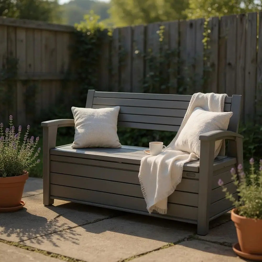 YTYIN Outdoor Weather Resistant Storage Deck Box With Backrest