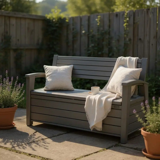 YTYIN Outdoor Weather Resistant Storage Deck Box With Backrest