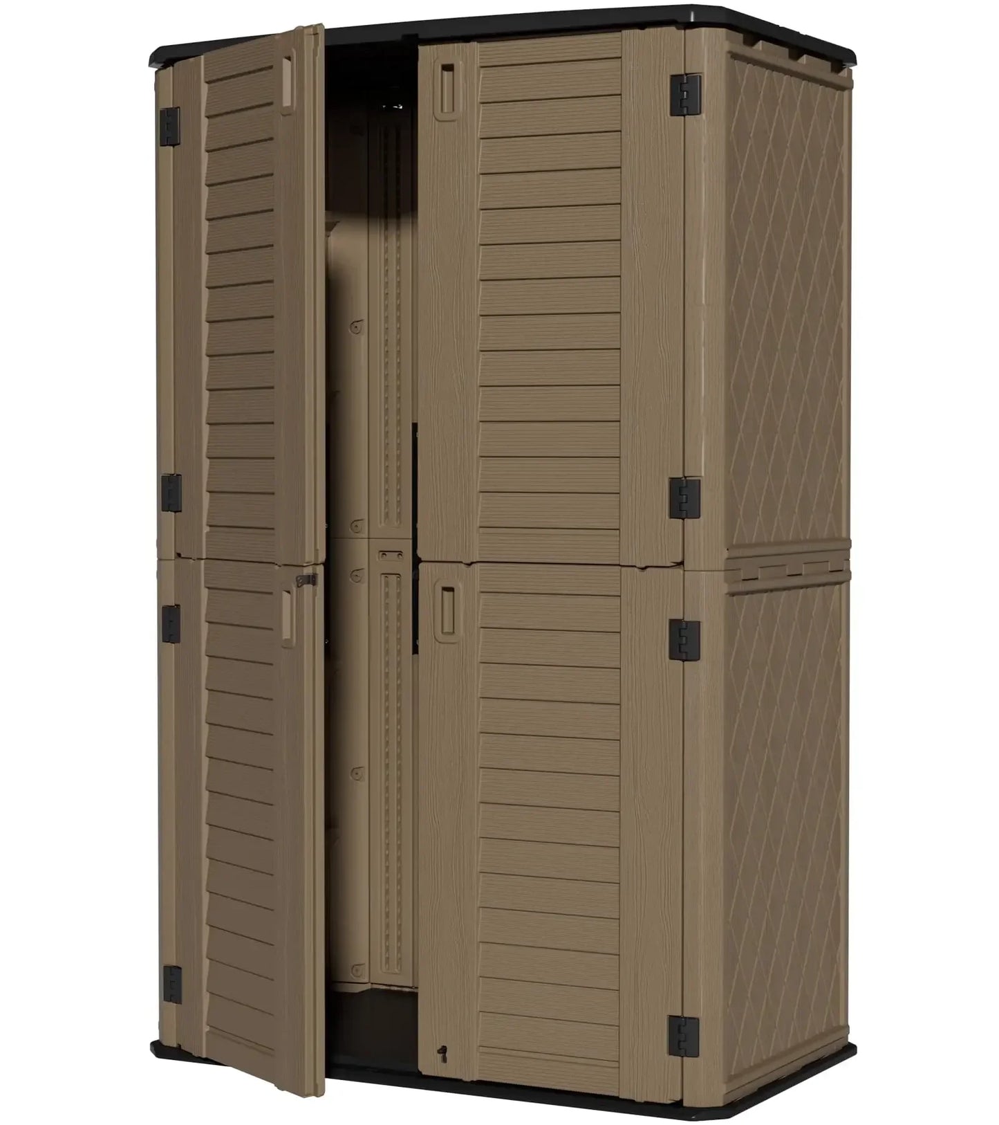 ZZM Large Outdoor Storage Shed, 48 Cu Ft Resin Versatile Storage Cabinet for Patio Accessories, Trash Cans &Garden Tools,Durable