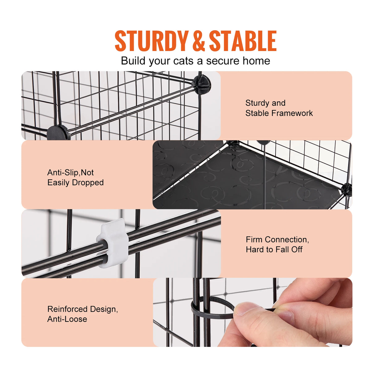 SucceBuy Detachable 5-Tier Cat Villa Cage With Ramp And Hammock