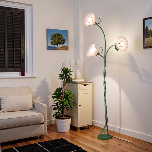 Retro 3-Head Flower Floor Lamp With Dimmable Lights